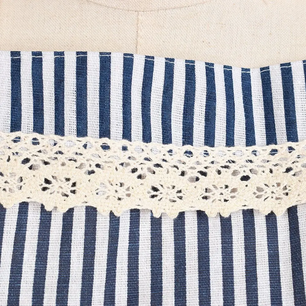 

Fashion Cotton and Linen Big Pocket Kitchen Apron Stripe Couple Aprons Cook Household Cleaning Tool For Man Woman