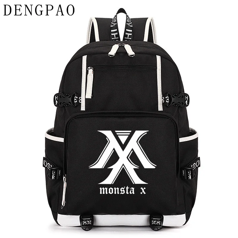 DENGPAO MONSTA X kpop рюкзак для ноутбука мужские школьные ранцы мальчиков и девочек