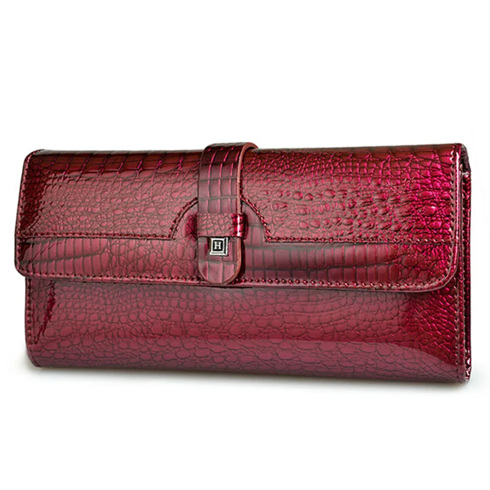 wine red HH Роскошные для женщин женские кошельки лакированная кожа высокое качество дизайнерский бренд бумажник леди мода клатч повседневное Вечерние - Цвет: wine red