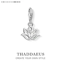 2019 fashion white lotus flower charm 925 sterling silver pure pendant fit bracelet women girls charm jewelry gifts