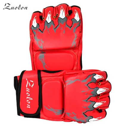 1 Pair PU Leather Half Mitts Mitten MMA Muay Thai Training Punching Sparring Boxing Gloves Yellow/Blue/Black/Red |