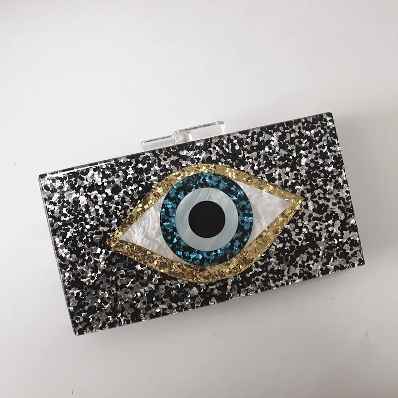 Новый Для женщин сумка бренд Модные Элегантные акрил мультфильм глаз вечерняя