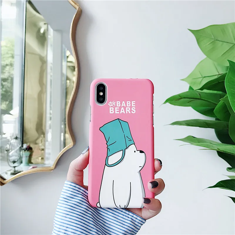 Жесткий чехол для телефона с изображением медведей для iphone 7, 7 plus, 8 Plus, 6, 6s Plus, милый мультяшный чехол из поликарбоната для iphone X, XR, XS, MAX, 11 Pro