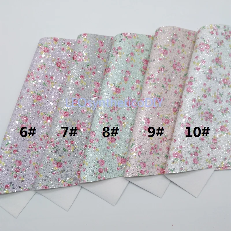 90X134CM Synthetic Letaher Cuero Sintetico Printed Flowers Glitter Leather For Making Bows Accessories LEOsyntheticoDIY T164Y | Дом и сад