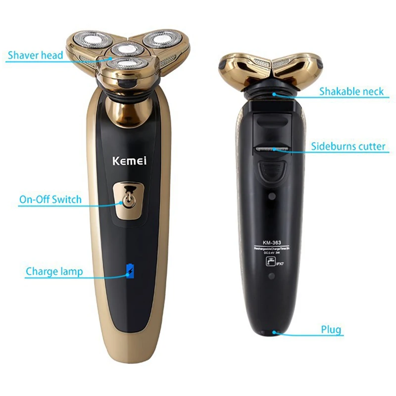 Kemei Electric Shaver Wireless Men Shaving Machine Washable Rechargeable Razor Whole Body With Comfortable System | Бытовая техника
