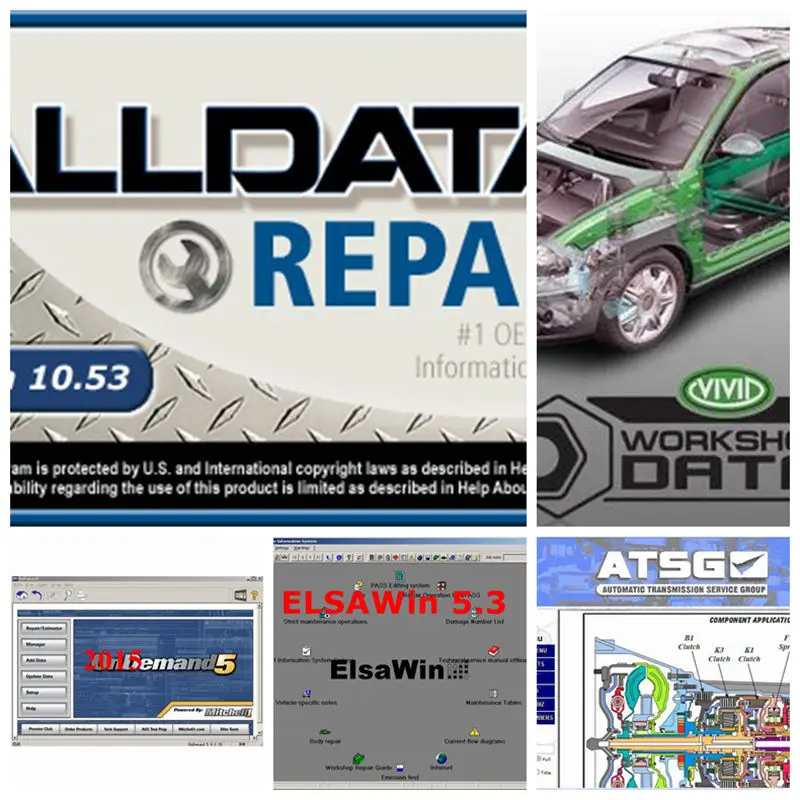 Авто Ремонт alldata программного обеспечения все данные 10 53 mit/chell od5 2015 ElsaWin Vivid данных