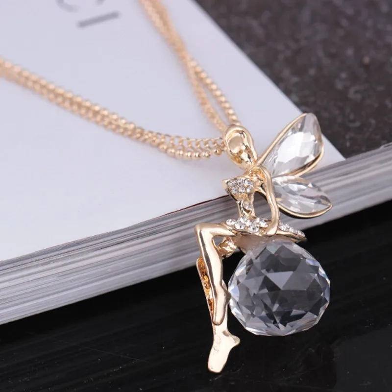 Новинка 2018 модные ювелирные изделия кулон в виде крыльев Ангела с прозрачным