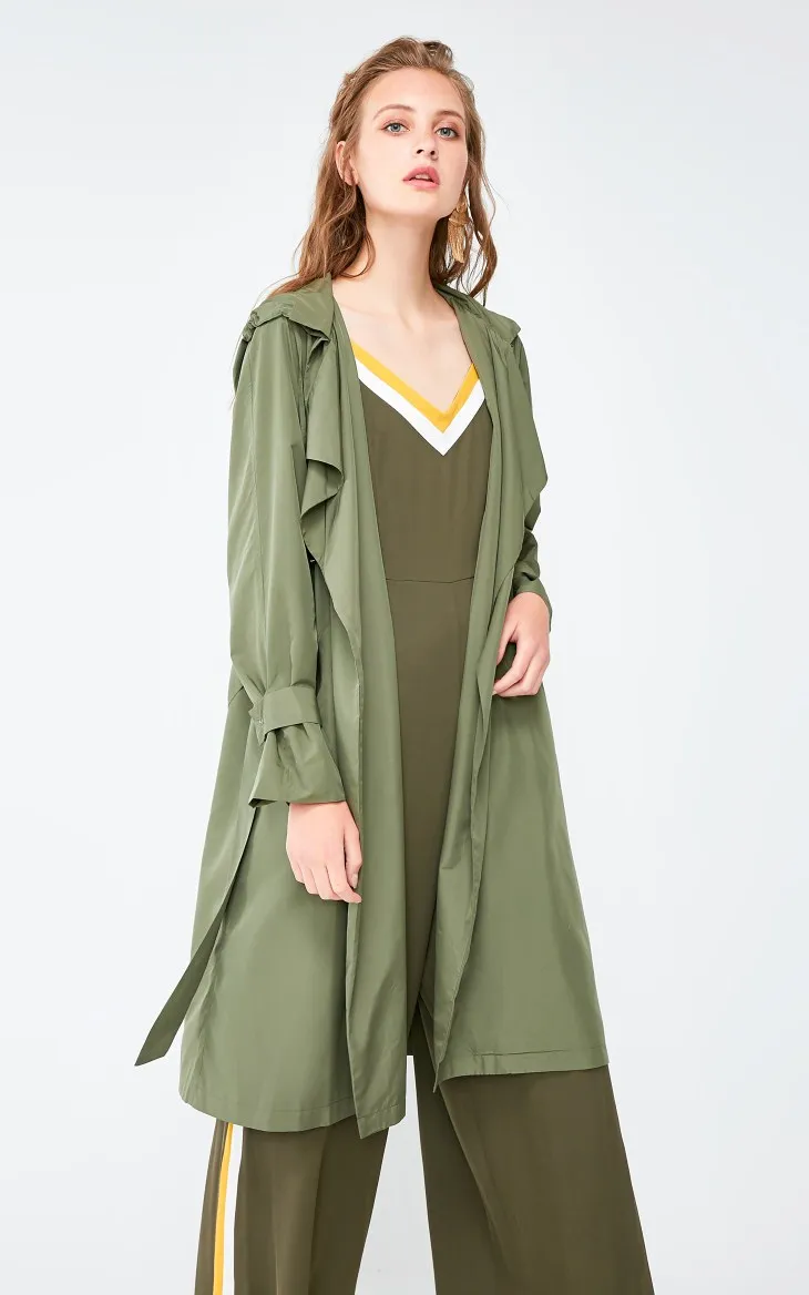 Vero Moda женский лацкан на шнуровке средней длины с капюшоном чистый Тренч | 318321504