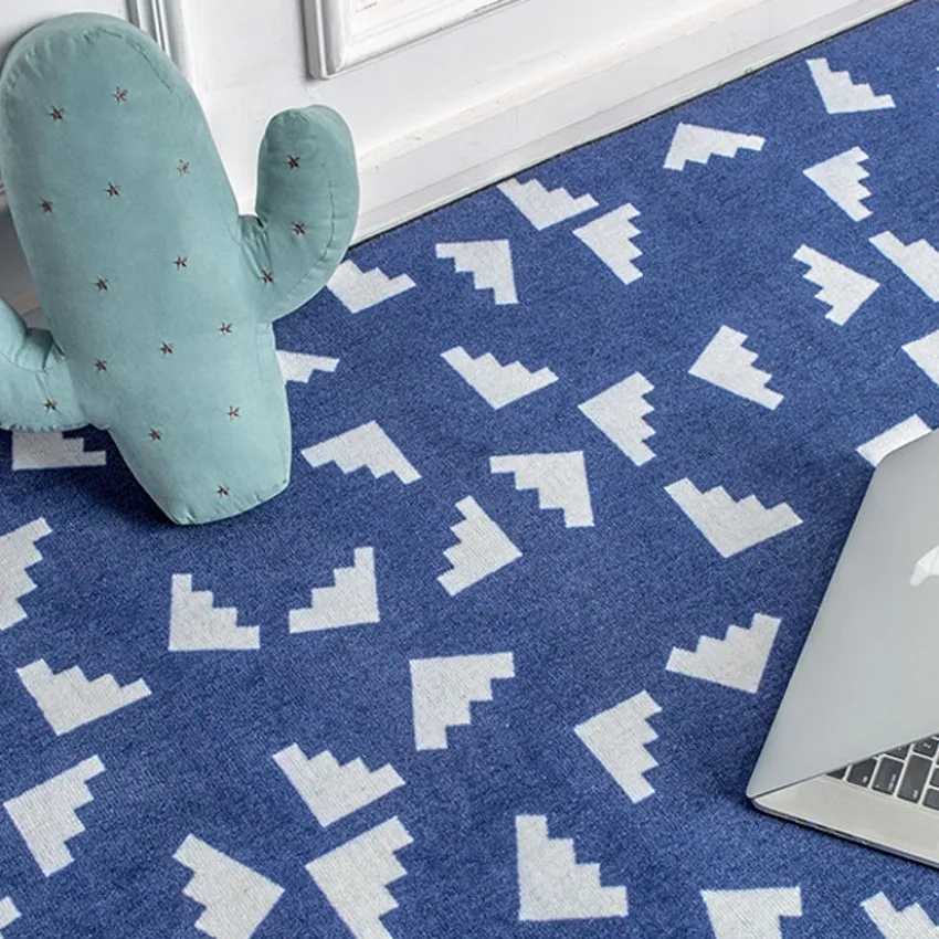 Скандинавский узор Синий Геометрический гостиная ковер в простом стиле