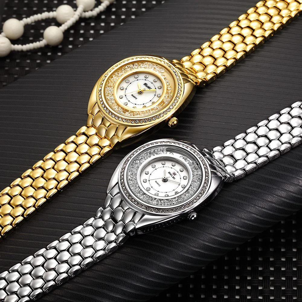 Luxury Ladies Jewelry Wrist Watches Fashion Drift Diamond Bracelet Quartz Female Watch Waterproof Gold Women Clock Brand BELBI | Наручные