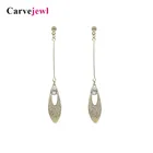 Женские Висячие серьги Carvejewl, длинные висячие серьги из матового металла с фианитом, ювелирные изделия для девочек, Корейский подарок