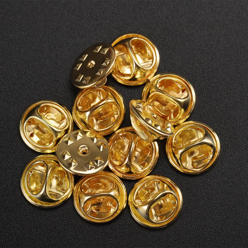 Gold base 50Sets/lot Gold Rhodium Copper Nail Tie Tack Lapel Pin Back Clutch Scatter Butterfly Clasp Squeeze Badge Holder DIY Jewelry - Цвет: Gold base
