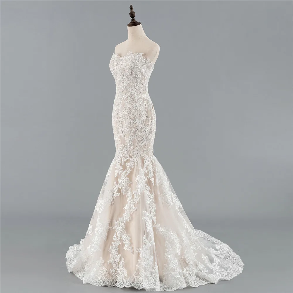 Бокал для шампанского Vestido De Noiva свадебные платья русалки лиф сердечком Кружевная