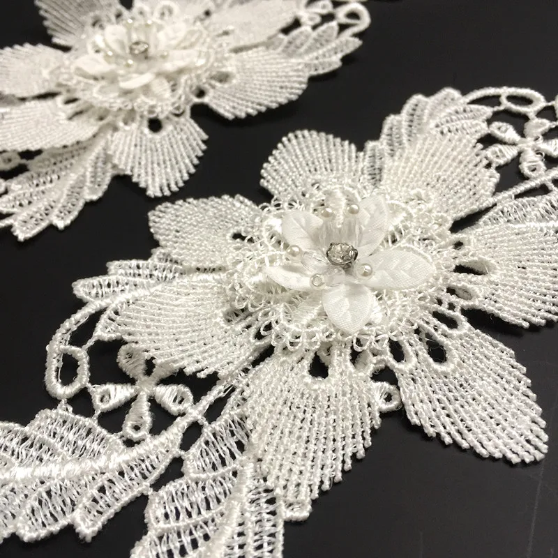 Модные 4 стиля Стразы 3D белая аппликация из кружева свадебные кружевные цветы вышитые платья кружевные мотивы Venise кружева