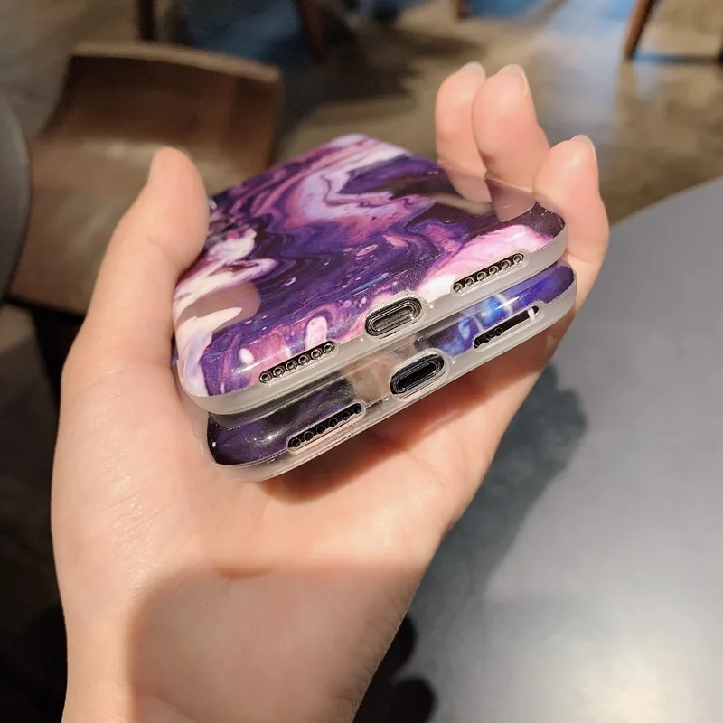 Цветной чехол для телефона с рисунком граффити iPhone X XS Max XR глянцевый мраморный IMD