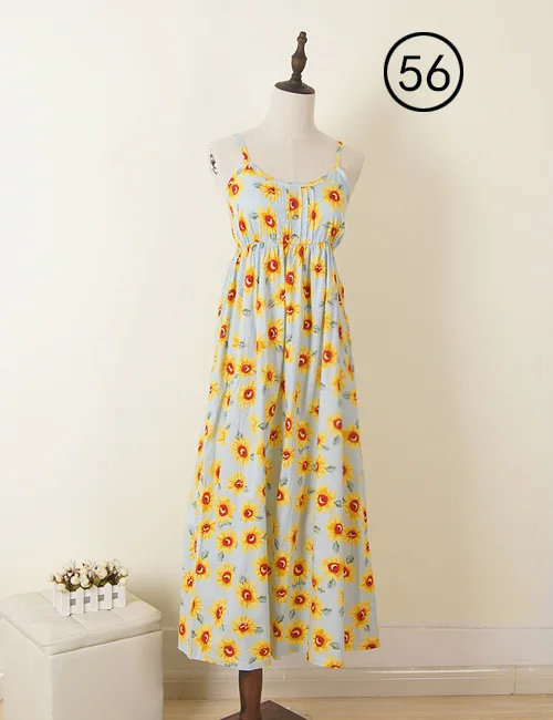 woman dress 56 RealShe, женское вечернее платье, длинное, летнее, бохо платье, без рукавов, цветочный принт, пляжное платье, туника, макси платье, сарафан, Vestidos De Festa - Цвет: woman dress 56