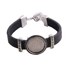 5 шт., новые браслеты из искусственной кожи, браслеты, основа, манжеты, пустые подносы, пайка, подходит для 18 мм, стеклянный Камея, купол, кабошон, сделай сам, ювелирное изделие, D6442