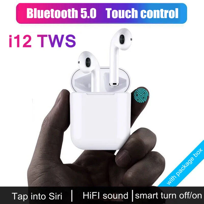 I12 tws беспроводные bluetooth наушники Bluetooth с сенсорным управлением гарнитура чехлом