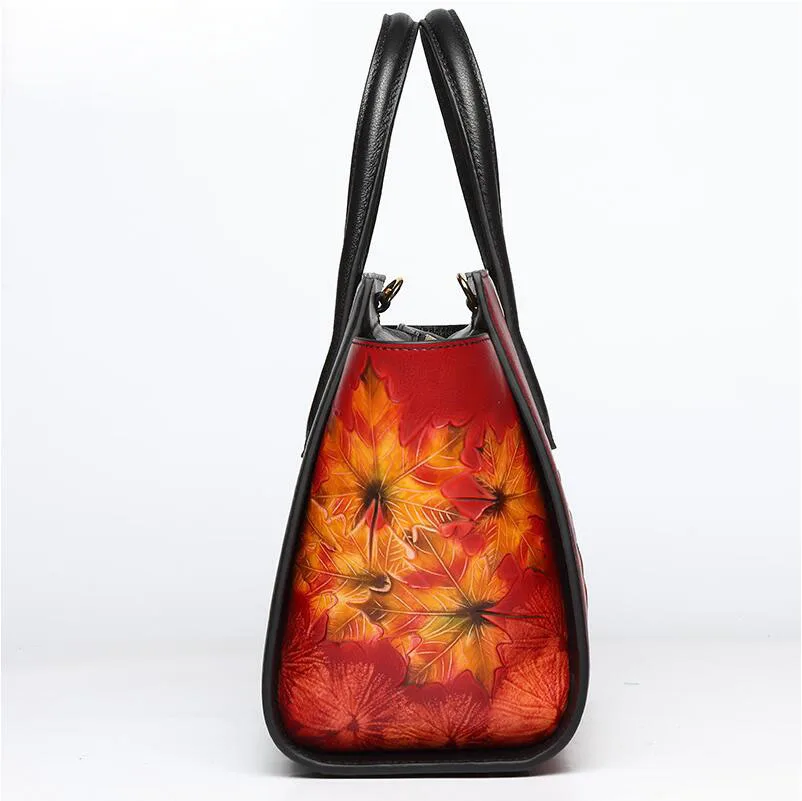 Women Genuine Leather bag new high-end Chinese style embossed handbag Shoulder bag Messenger bag Designer bag