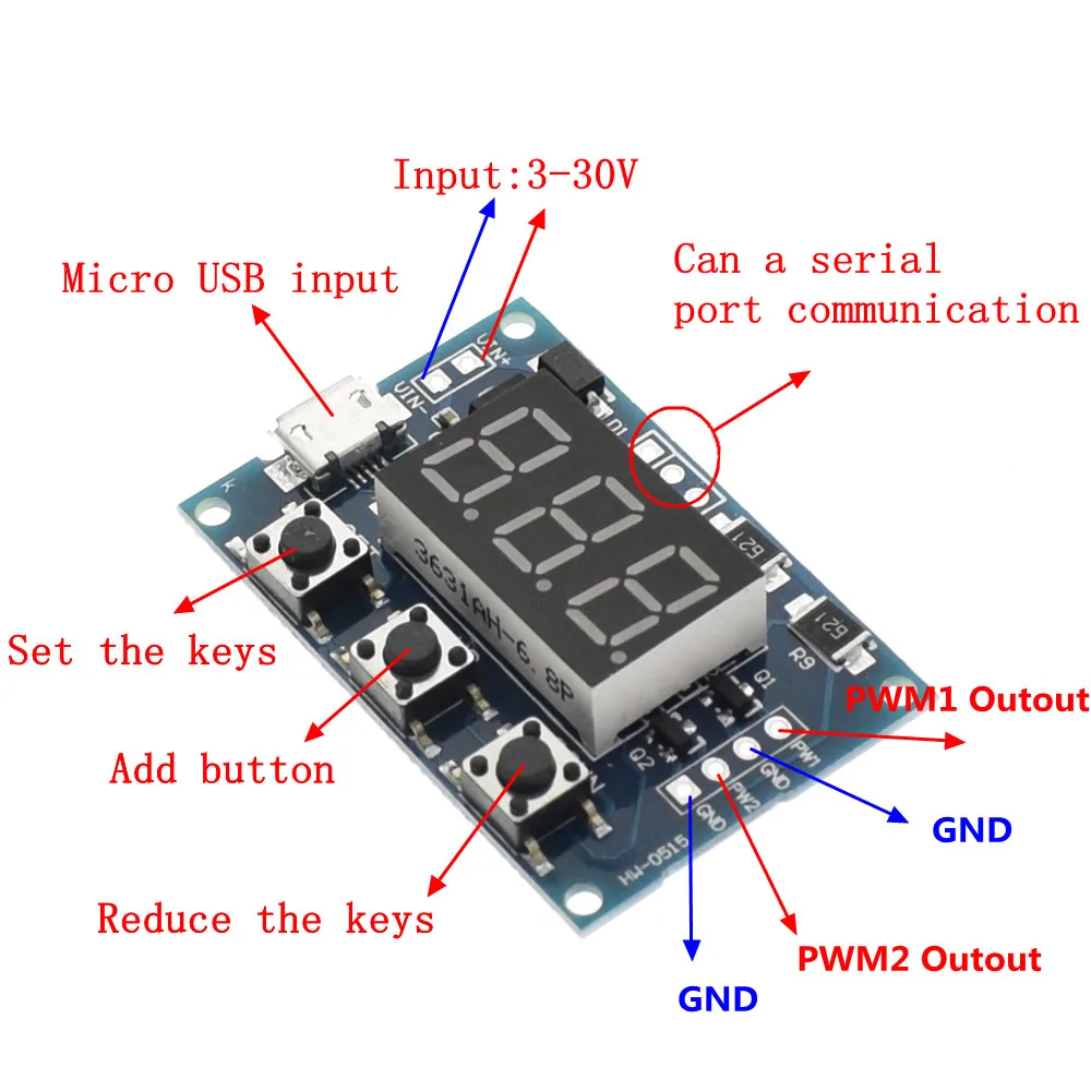 1 шт. DC5 30V/микро Usb 5 V Мощность независимый генератор pwm 2 канала двухсторонний