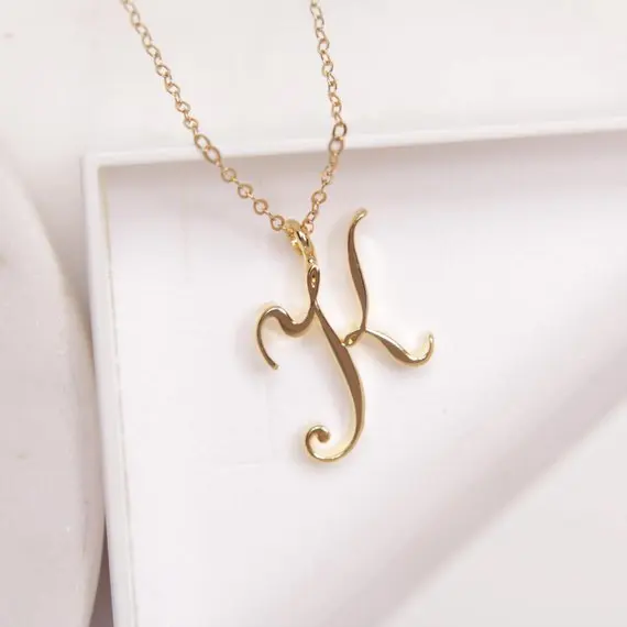 

Dainty Initial K Letter Shape Necklaces Letter Simple Family Name Necklace for Couples Jewelry Gifts