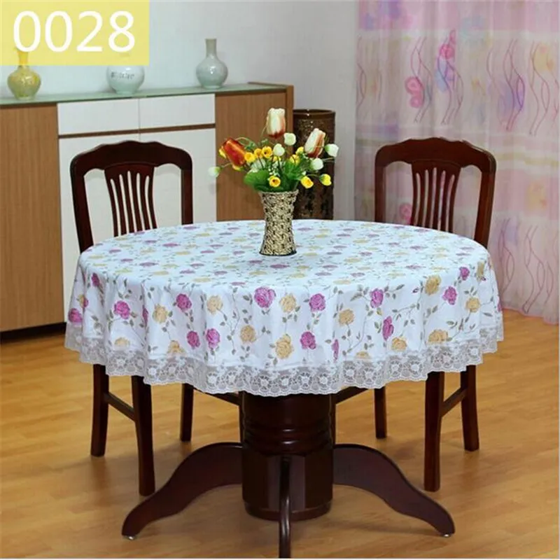 1Pcs Rural style PVC thickening Round tablecloth lace printing waterproof and oil table cloth Tea | Дом и сад