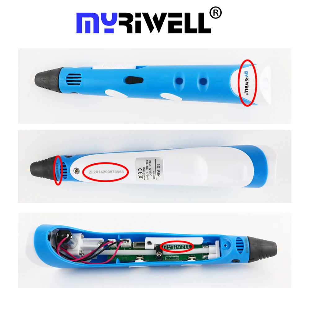 Myriwell 3D Ручка 25 м или 50 м или 100 м 1,75 мм ABS нить оригинальная DIY 3D ручка для печати 3D ручки для детей подарок 3D Ручка для рисования
