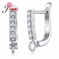 new design 925 sterling silver women hoop earrings components with shiny cubic zircon handmake diy jewelry findings