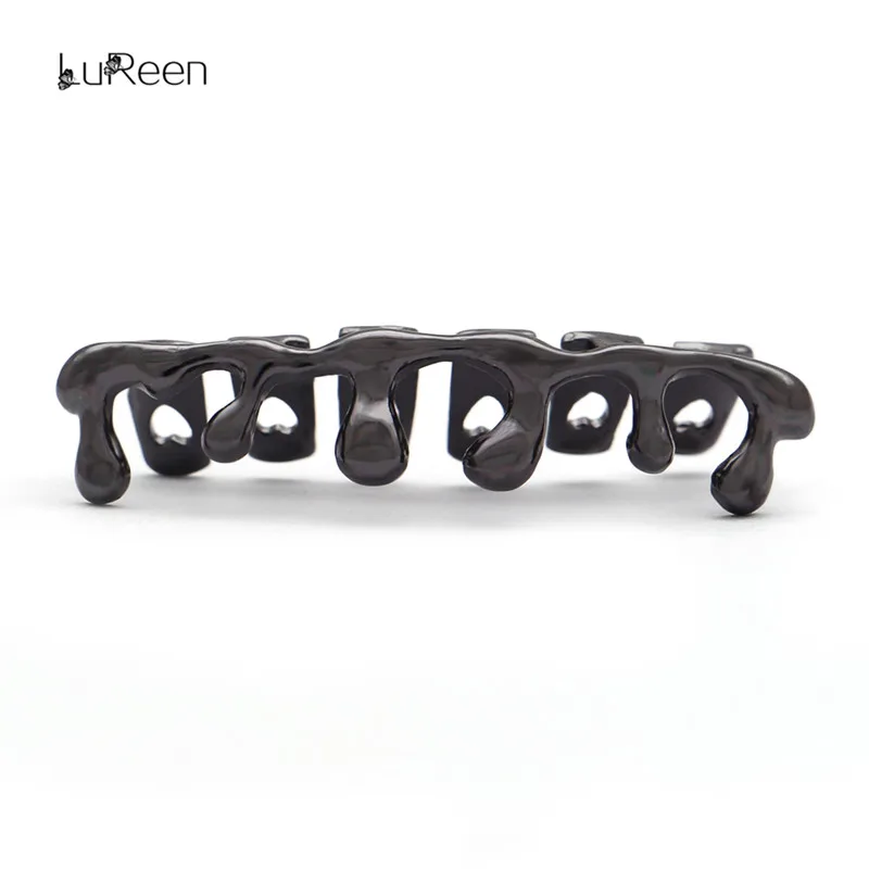 LuReen Custom Fit золотые зубы грили капельные грили зубные верхние и нижние грили Косплей зубные колпачки ювелирные изделия вечерние XHYT1044 - Окраска металла: black