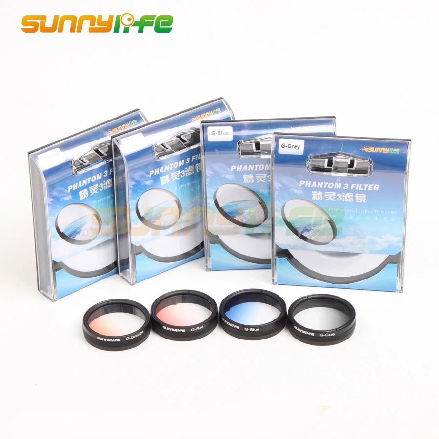 Sunnylife Camera Polarized Filters Graduated Grey/ Red/ Orange/ Blue for DJI Phantom 4/3 Advanced/Professional/Standard | Электроника