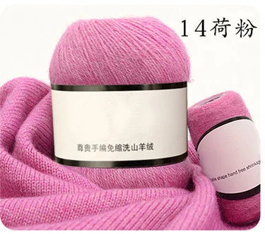 114 Lotus purple 6*(50+ 20) г камвольный шерстяной пряжа для ручного вязания, кардиган, шапка, свитер, кашемировая пряжа, ручная работа, вязание крючком, нить, швейная поставка - Цвет: 114 Lotus purple