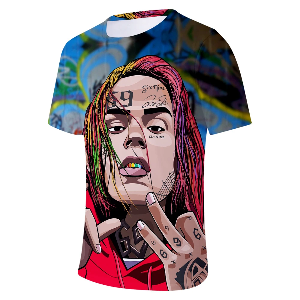 Женская/мужская футболка с 3D принтом 6IX9INE Повседневная коротким рукавом в стиле