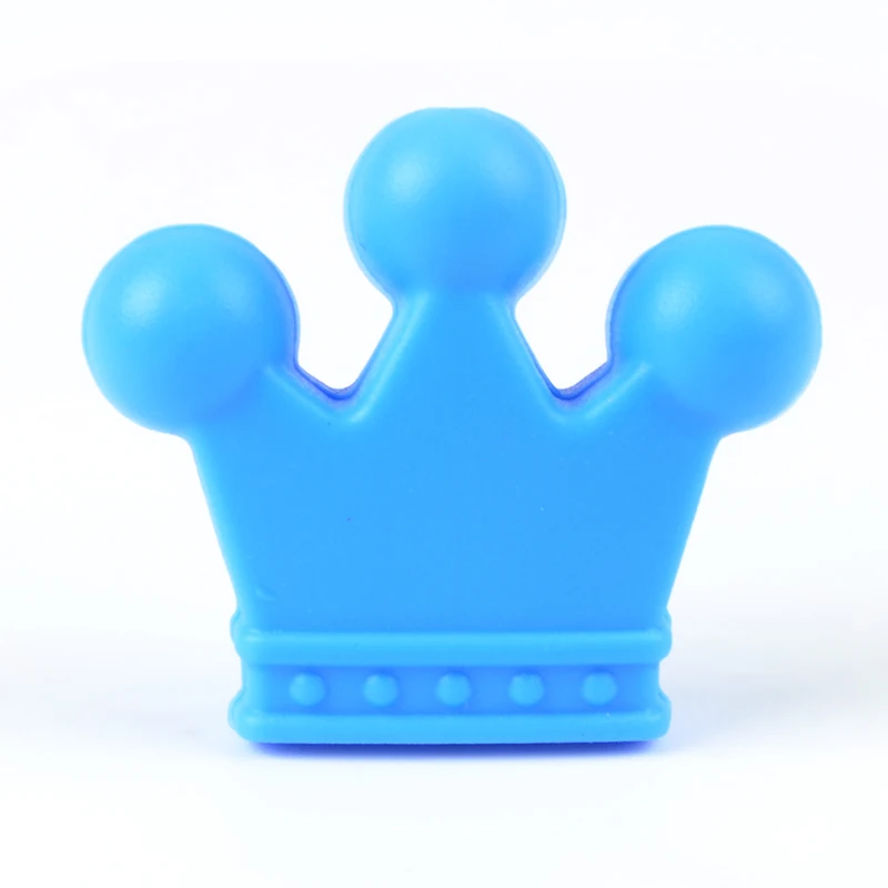 deep skyblue LOFCA Silicone Crown Beads 10pcs BPA Free Food Grade Silicone Beads Baby Chew Toy Teething Necklace DIY Nurse Jewelry Making - Цвет: deep skyblue