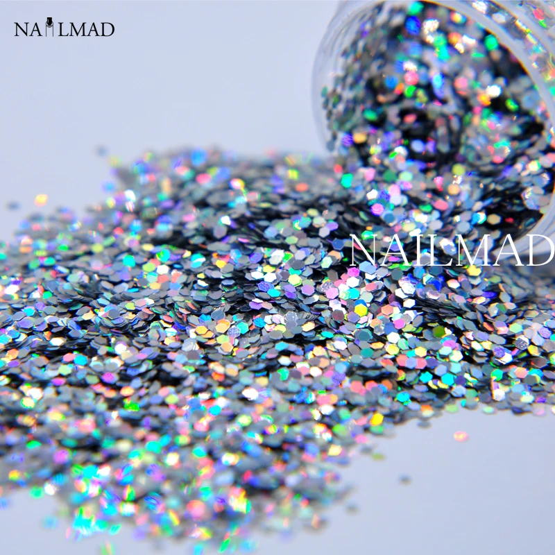 Голографический блестящий для ногтей голографический с золотыми блестками 1 мм