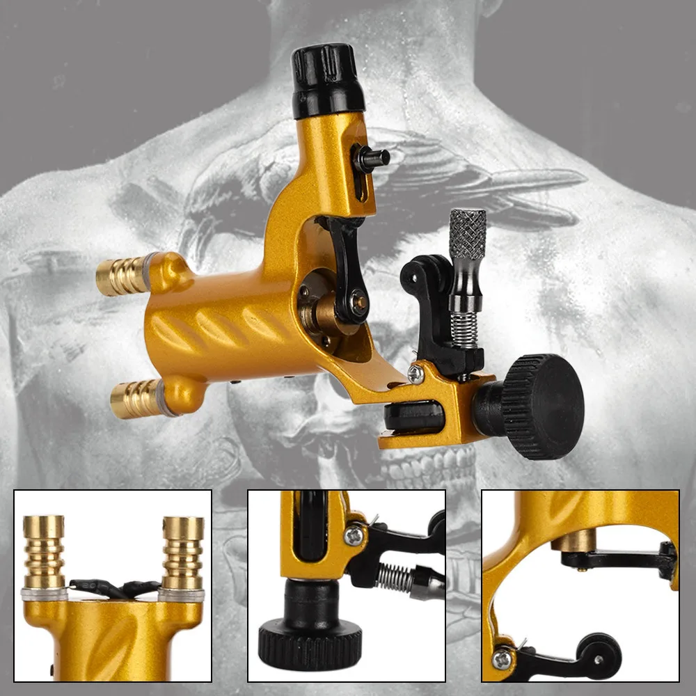 Tattoo Machine Set Gold not Completed Beginner tattoo Kit Professional Rotary Needle Elastic Self Adhesive Grip | Красота и здоровье