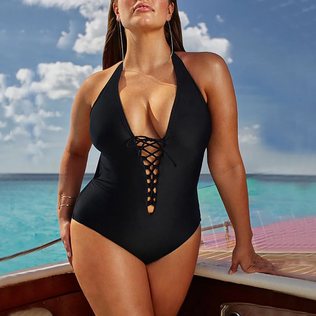 Новинка 2020 летняя женская мода однотонный слитный купальник бикини пляжная