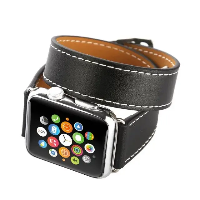 Двойной тур ремешок для Apple Watch серии 5 4 3 2 1 кожаный ремень для iWatch ремешок 42 мм 38 мм 40 мм 44 мм Замена ремешка для часов