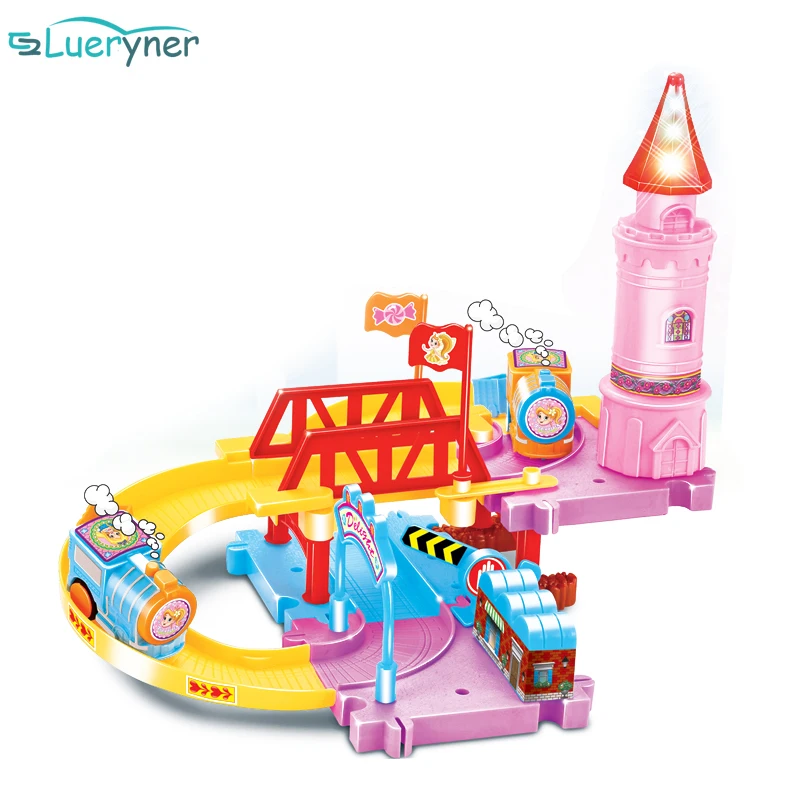 Горячие Продажи 3D Castle kids toys праздничные подарки двухслойный Спираль трек Горки