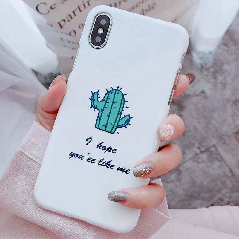 Окрашенный чехол для телефона в форме кактуса iPhone X 8 Plus корейский стиль 6 6S 7