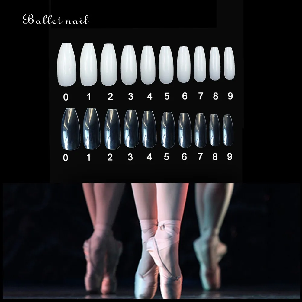500 шт. балерины квадратные полное покрытие накладные ногти искусство советы