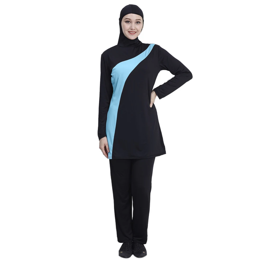 S XL размера плюс женский Мусульманский купальник из двух частей с длинными