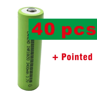 40 PCS with Pointed 8-40 шт) Новая батарея 18650 li ion 3,7 v 3400mah 30A литиевая аккумуляторная батарея INR18650B с заостренным носком для аккумуляторов фонарика - Цвет: 40 PCS with Pointed