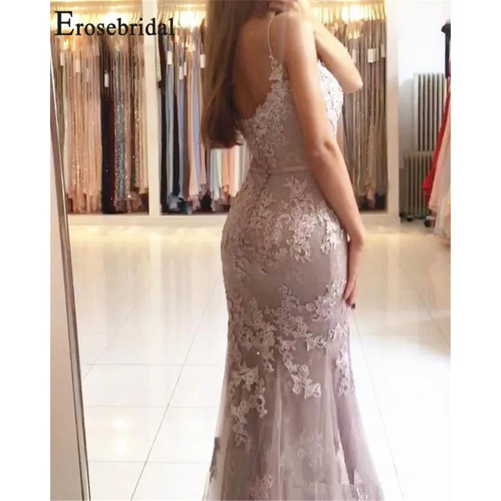 Женское вечернее платье с v-образным вырезом Erosebridal Элегантное длинное кружевной