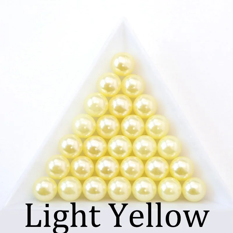Light Yellow Черный, белый цвет круглый шарик 3/4/6/8/10/12 мм из пластика ABS, имитация жемчужные бусы без отверстия свободные бусины для изготовления ювелирных изделий DIY Аксессуары - Цвет: Light Yellow