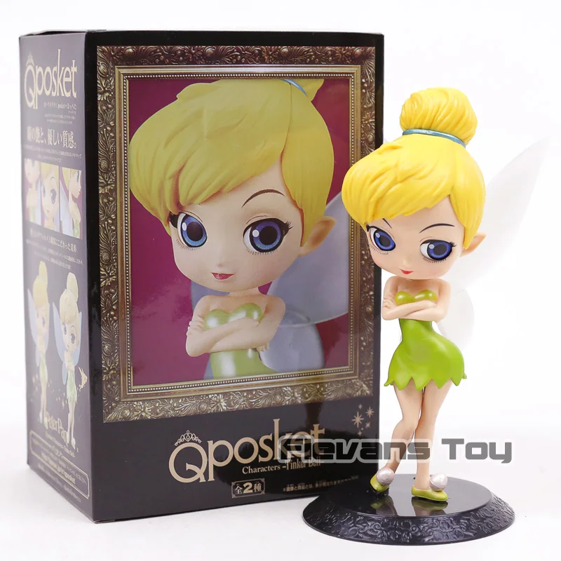Tinker Bell Q Posket фигурки принцесс игрушки Белль Ариэль Эльза Анна Аврора Алиса Харли Куинн Золушка Белоснежка в коробке 17 типов - Цвет: Tinker Bell