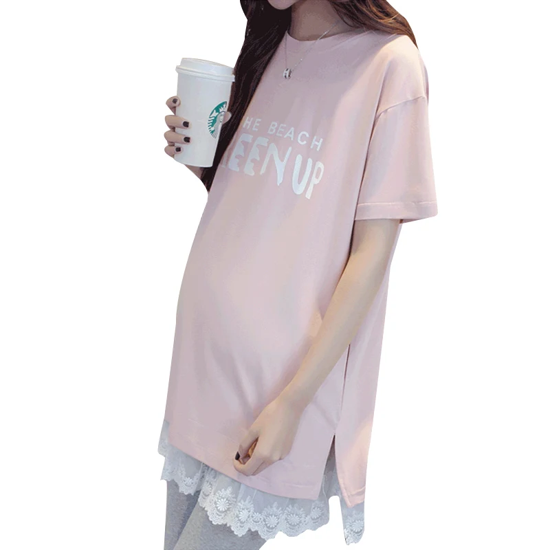 

Summer Cotton Women Dress Sets New 2021 Fashion Long Short-Sleeved T-Shirt Two-Piece Suit Casual Maternity Clothes