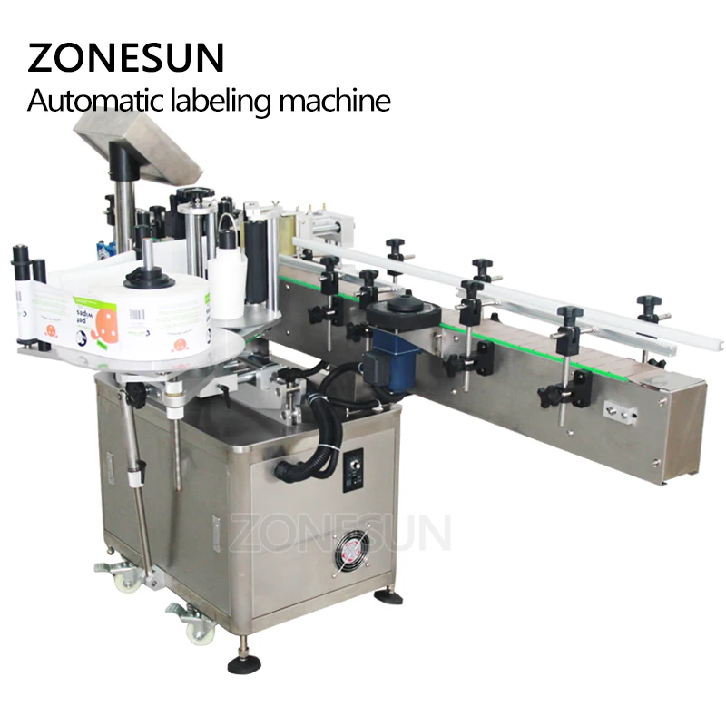 ZONESUN автоматический со скругленным вина банки, бутылка для воды, молока Стикеры рулон Этикетировочная машина для завода