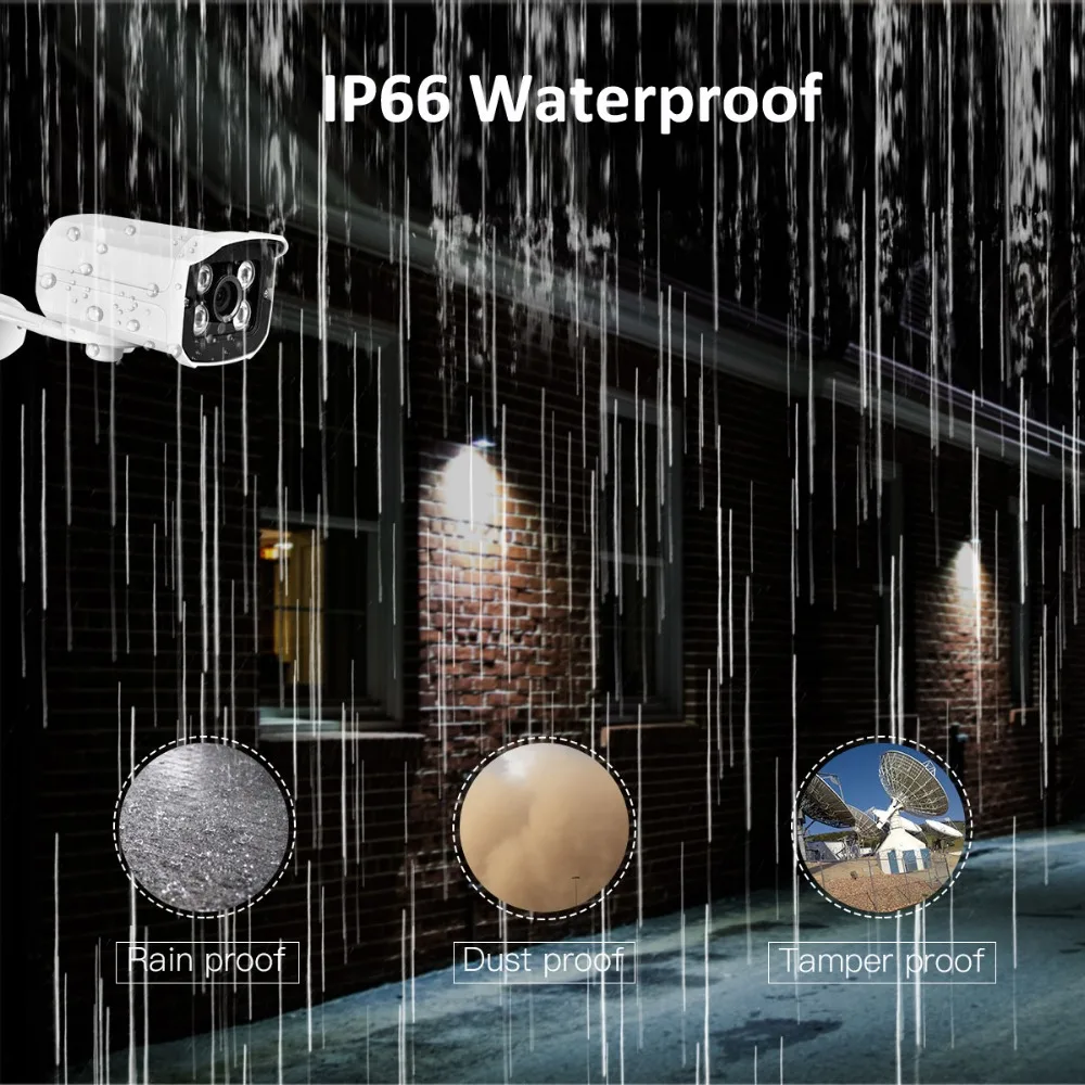 IP камера AZISHN H.265 5 МП 2592*1944 FULL HD металлическая IP66 водонепроницаемая с 4 ИК