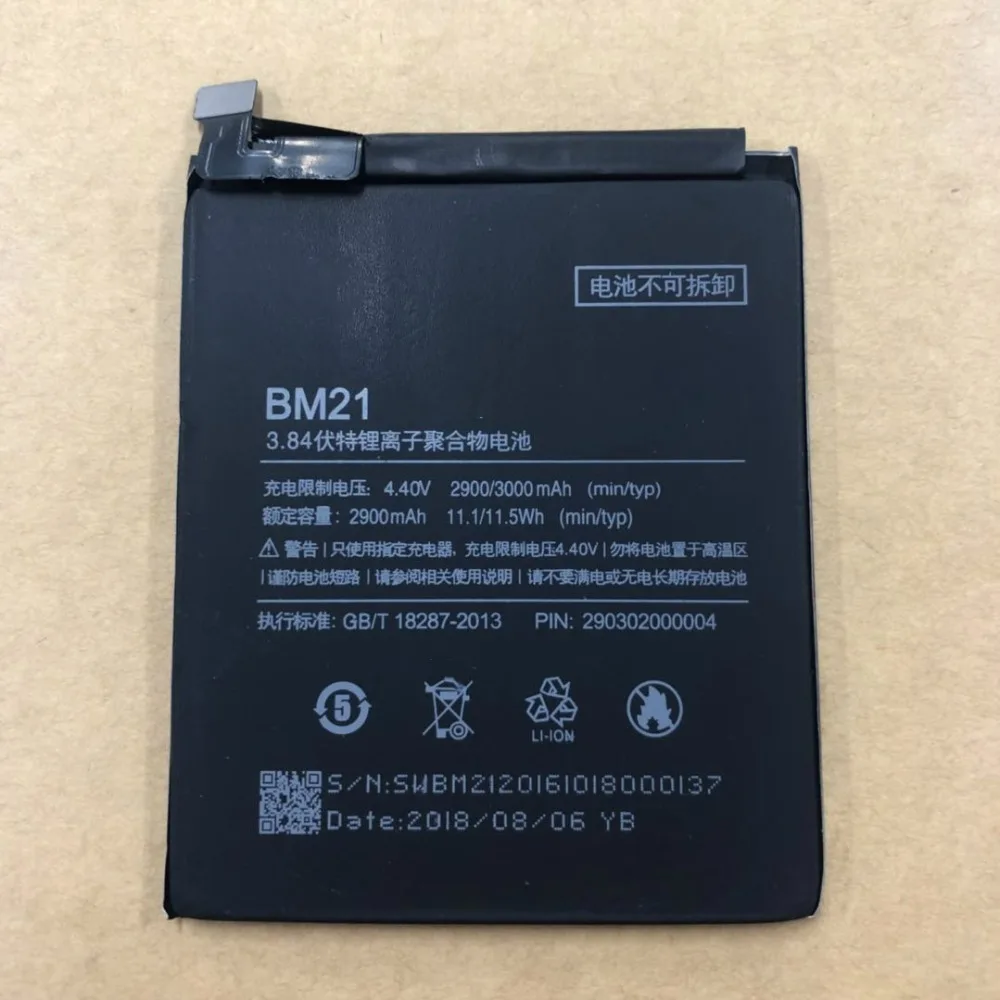 Новый для Xiaomi Mi Примечание Батарея BM21 2900 мАч Bateria аккумулятора