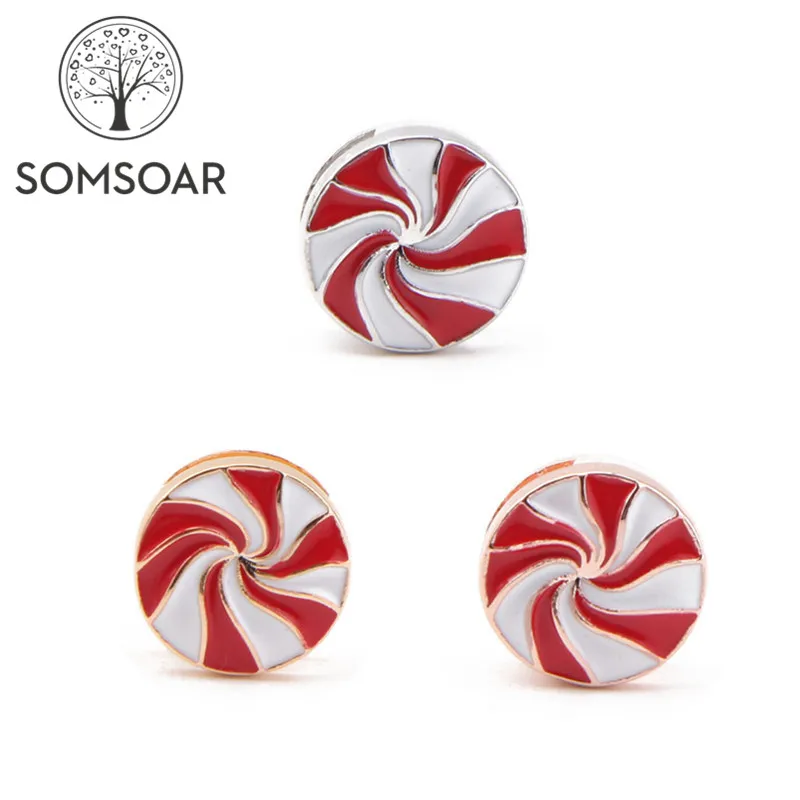 

Christmas Candy Sugar Slide Charms fit on 10mm Mesh Bracelet and Leather Wrap Bandsfor Xmas day 10pcs/lot Somsoar Jewelry